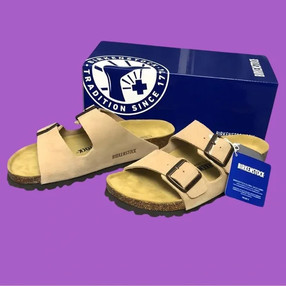 Birkenstock Arizona Cream Sandals with Buckles - Narrow Fit - Picture 3 of 5